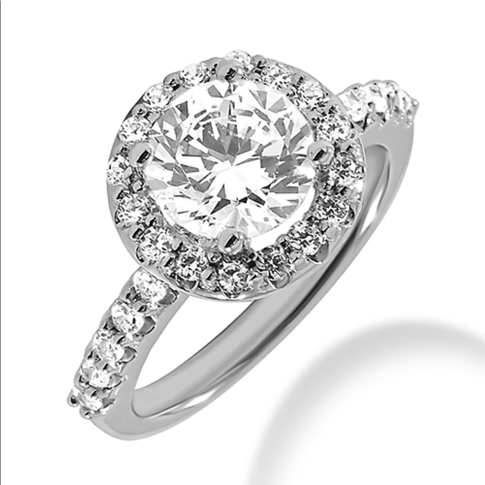 Diamond 14k white gold halo ring setting 5 1/4